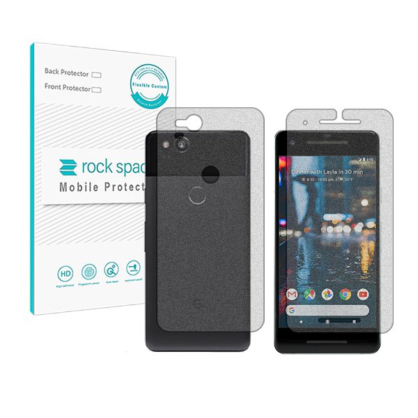 گلس صفحه نمایش و پشت گوشی گوگل Pixel 2 مدل نانو هیدروژل مات برند راک اسپیس کد ss