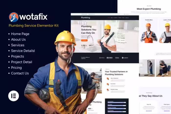 دانلود Wotafix کیت تمپلیت المنتور خدمات لوله کشی و لوله باز کنی