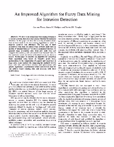 خرید و دانلود نسخه کامل کتاب An Improved Algorithm for Fuzzy Data Mining for Intrusion Detection