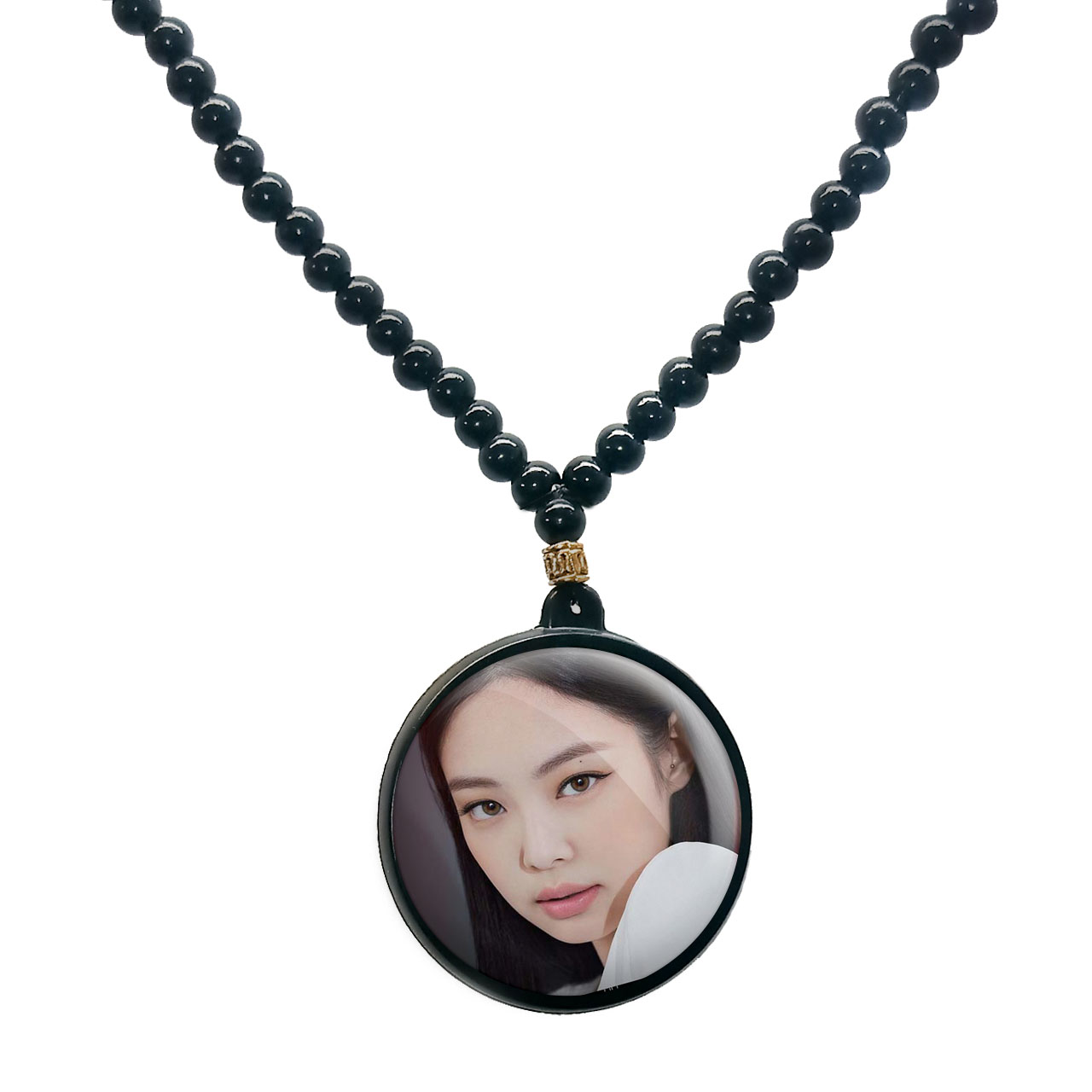 گردنبند پرمانه طرح بلک پینک کد pmd.6769 مدل دو طرفه