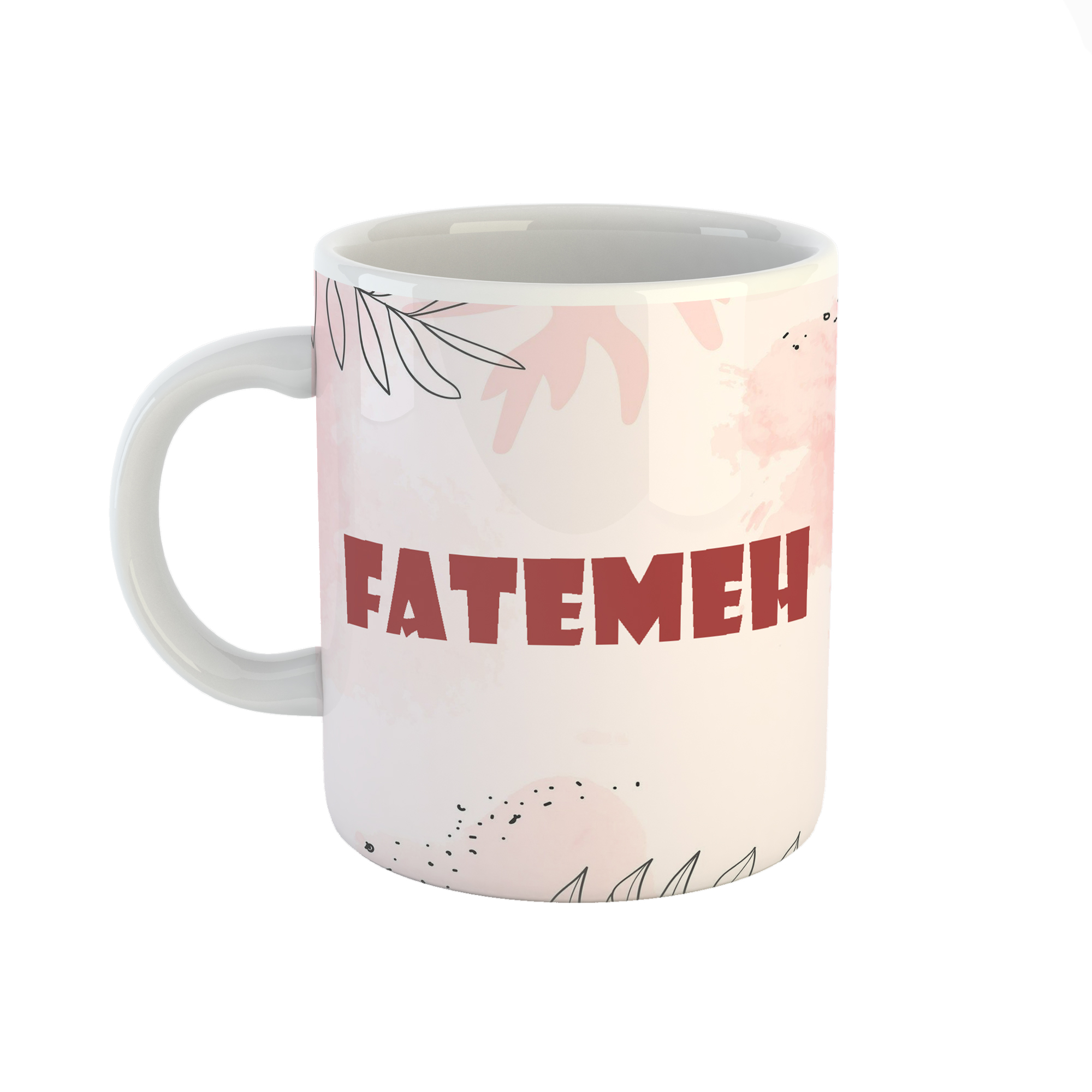 ماگ طرح اسم فاطمه مدل برگ کد 252