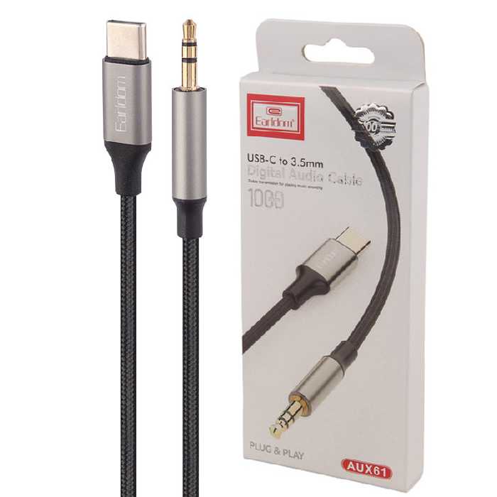 کابل تبدیل Type-C به AUX ارلدام ET-AUX61 طول 1 متر