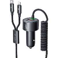 شارژر فندکی فست شارژ ماشین تایپ سی، لایتنینگ و یو اس بی 120 وات مک دودو CC-037