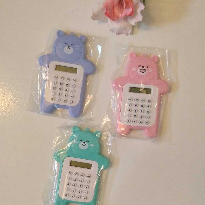 ماشین حساب فانتزی خرسی سبز و ابی