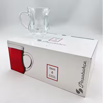 استکان پاشاباغچه مدل دسته دار دم Dem کد 55373 بسته 6 عددی