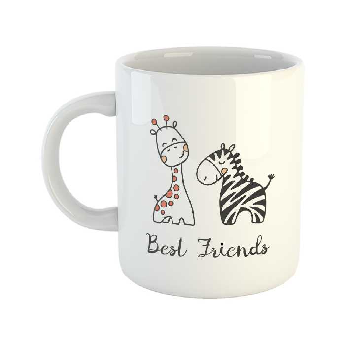 ماگ طرح زرافه و گورخر مدل best friends