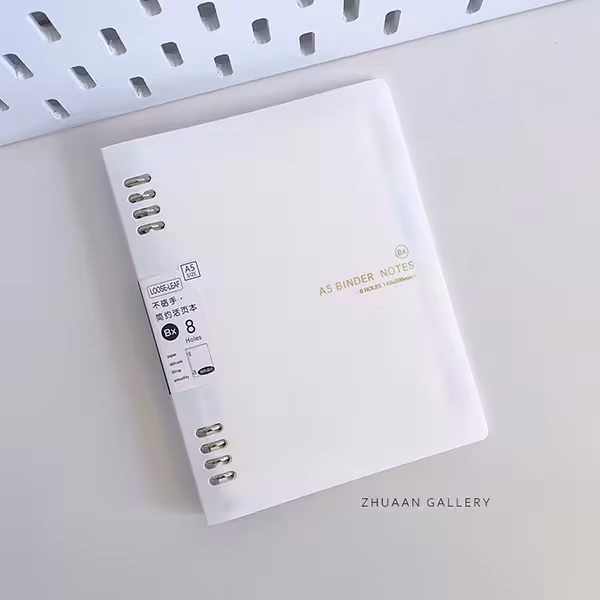 کلاسور 8 حلقه A5 سفید مینیمال