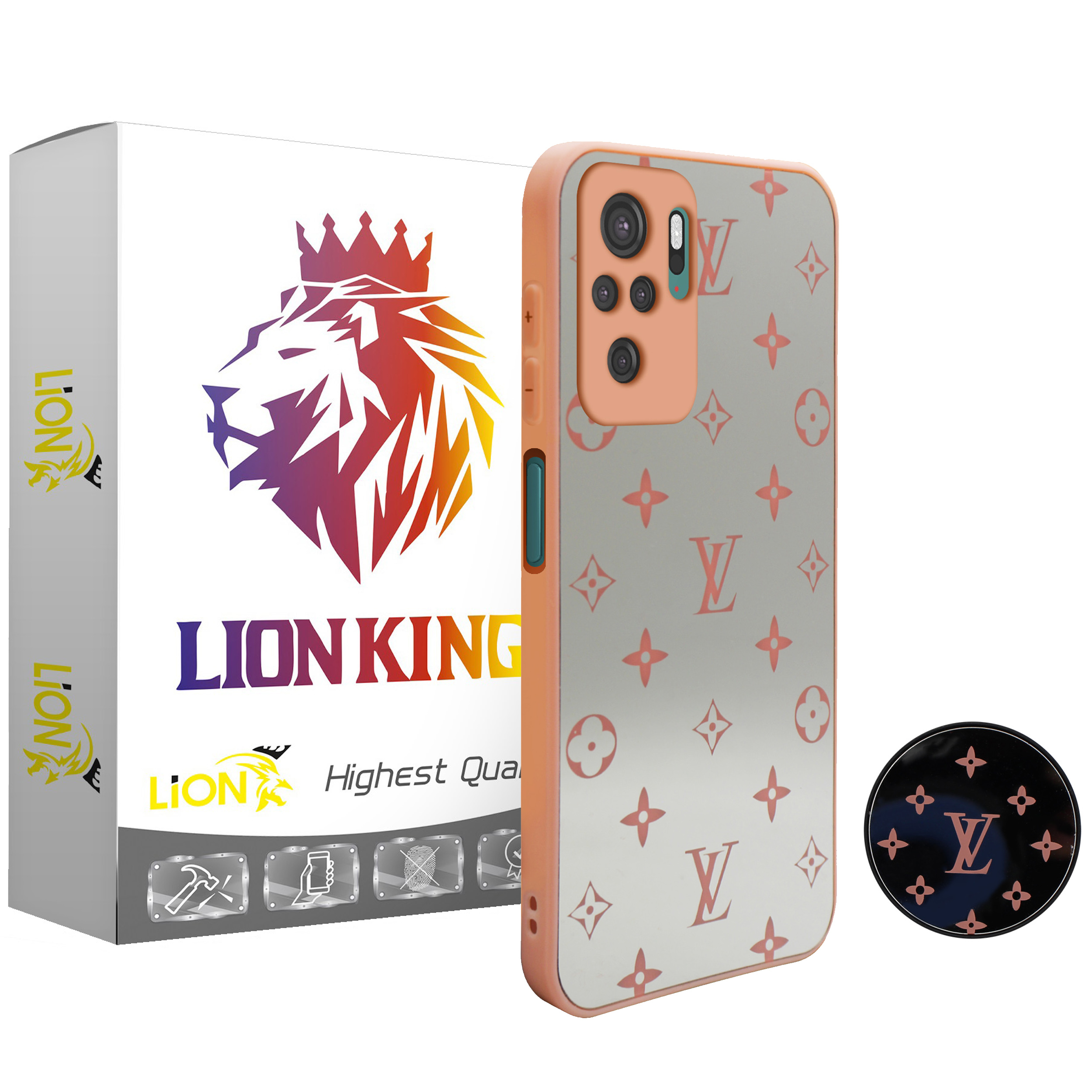 کاور لاین کینگ مدل Ayeneh LVمناسب برای گوشی موبایل شیائومی Redmi Note10/10S به همراه پایه نگهدارنده