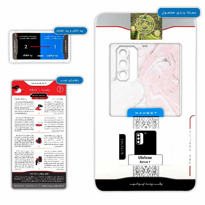برچسب پوششی ماهوت مدل Blanco-Pink-Marble مناسب برای گوشی موبایل یولفون Armor 7