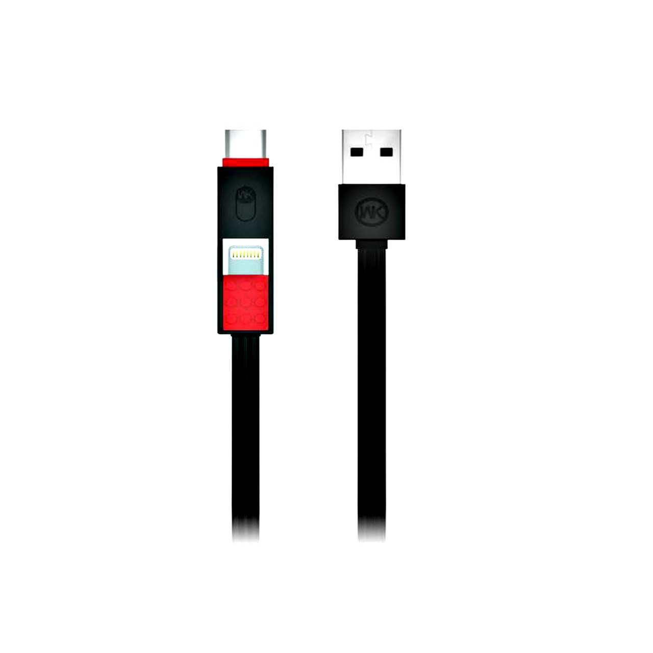 کابل تبدیل USB به microUSB/USB-C/لایتنینگ دابلیو کی مدل WDC-012 به طول 1 متر