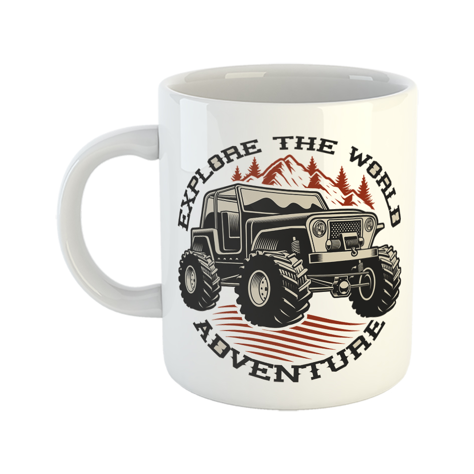 ماگ طرح ماشین آفرود ADVENTURE مدل EXPLORE THE WORLD