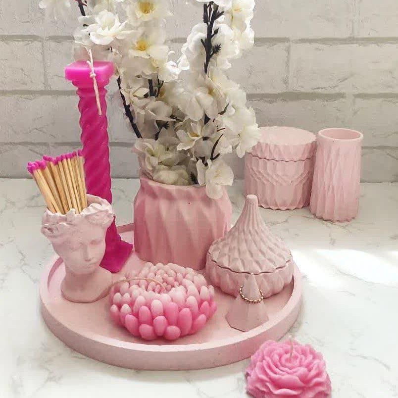 ست دکوری جلومبلی سنگی به همراه شمع 