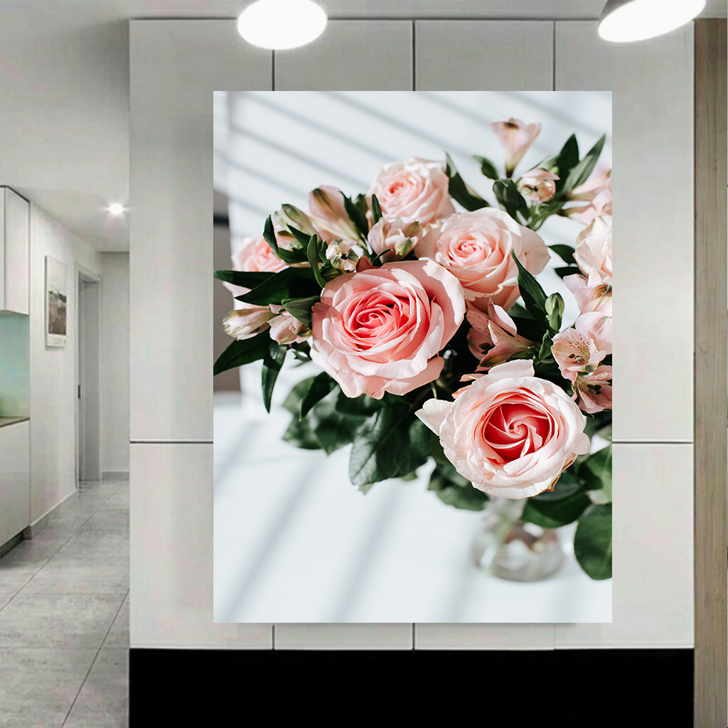 تابلو بوم طرح گل مدل رز صورتی کد AR2852