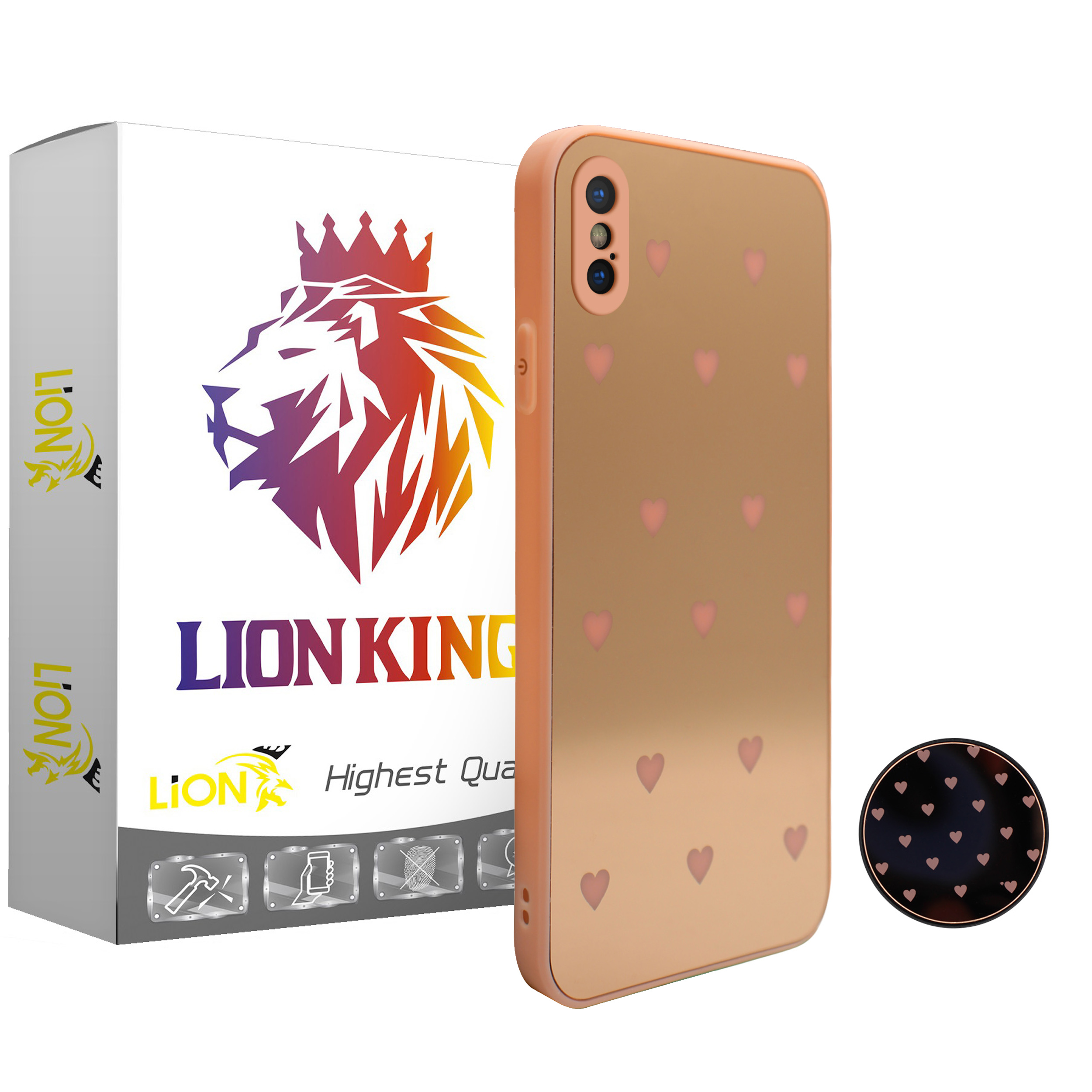 کاور لاین کینگ مدل Ayeneh مناسب برای گوشی موبایل اپل iphone X/XS به همراه پایه نگهدارنده