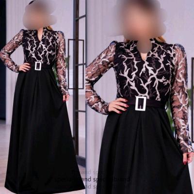 پیراهن شب مجلسی کرپ دورو و فلوک شاین مدل مهرآرا