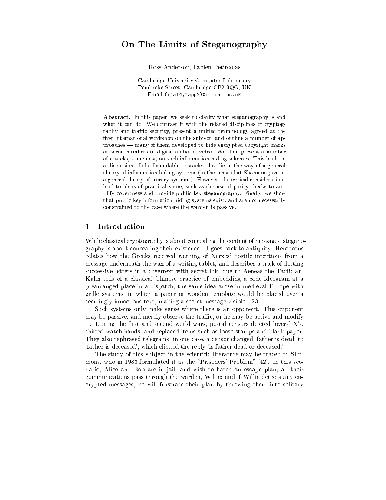 خرید و دانلود نسخه کامل کتاب On The Limits of Steganography