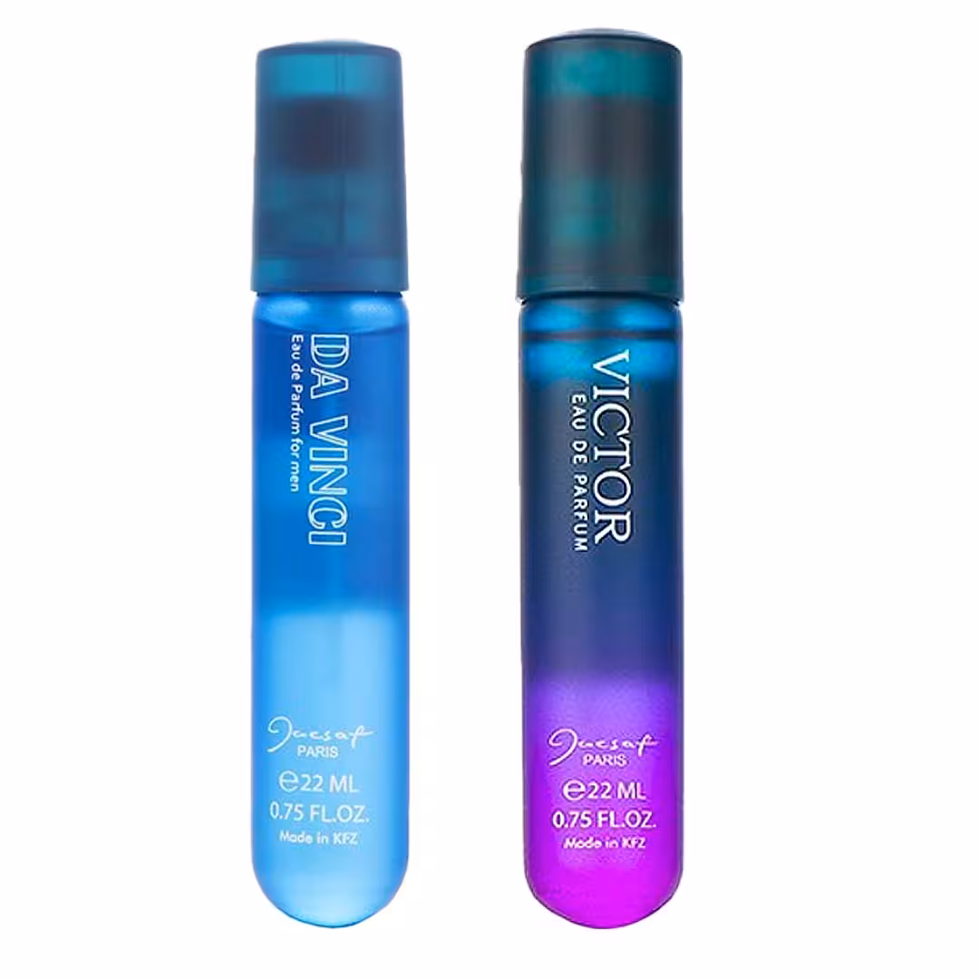 عطر جیبی مردانه ژک ساف مدل ویکتور حجم 22 میلی لیتر به همراه عطر جیبی مردانه ژک ساف مدل داوینچی