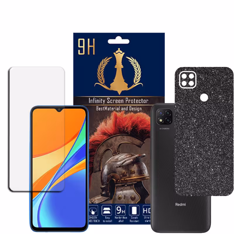 برچسب پوششی اینفینیتی مدل PRO MAX مناسب برای گوشی موبایل شیایومی REDMI 9C به همراه محافظ صفحه نمایش