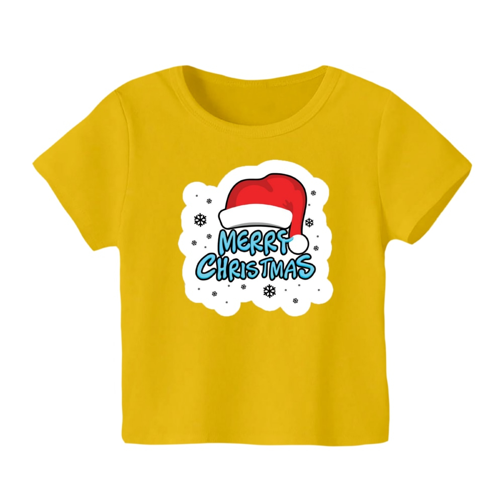 تی شرت آستین کوتاه بچگانه مدل نوشته کریسمس کد 17 رنگ زرد