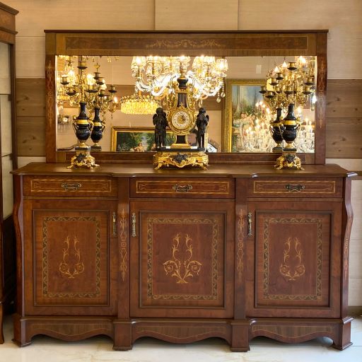 آینه و کنسول قهوه ای بزرگ معرق سه درب