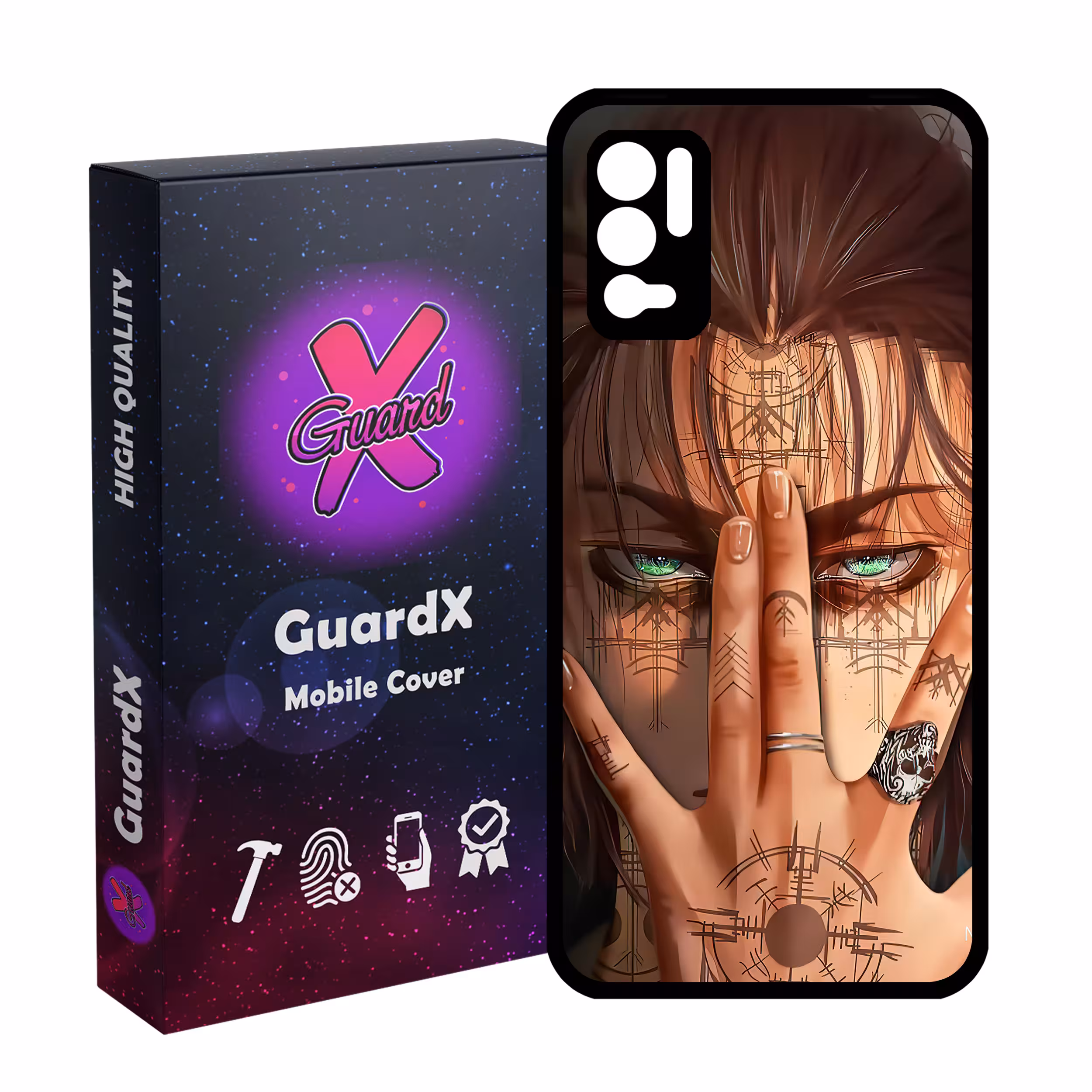 کاور گارد ایکس طرح Eren Anime مدل Glass10449 مناسب برای گوشی موبایل شیائومی Redmi Note 10 5G/Poco M3 Pro /Redmi Note 10T 5G