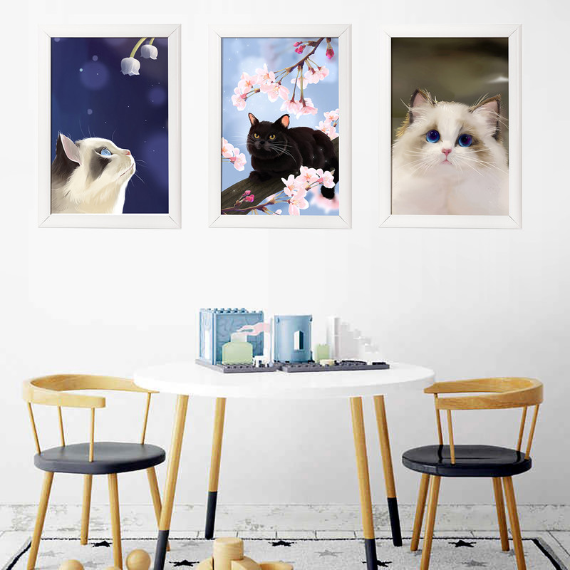 تابلو طرح گربه مدل shaw1017 مجموعه سه عددی | دنیای قاب