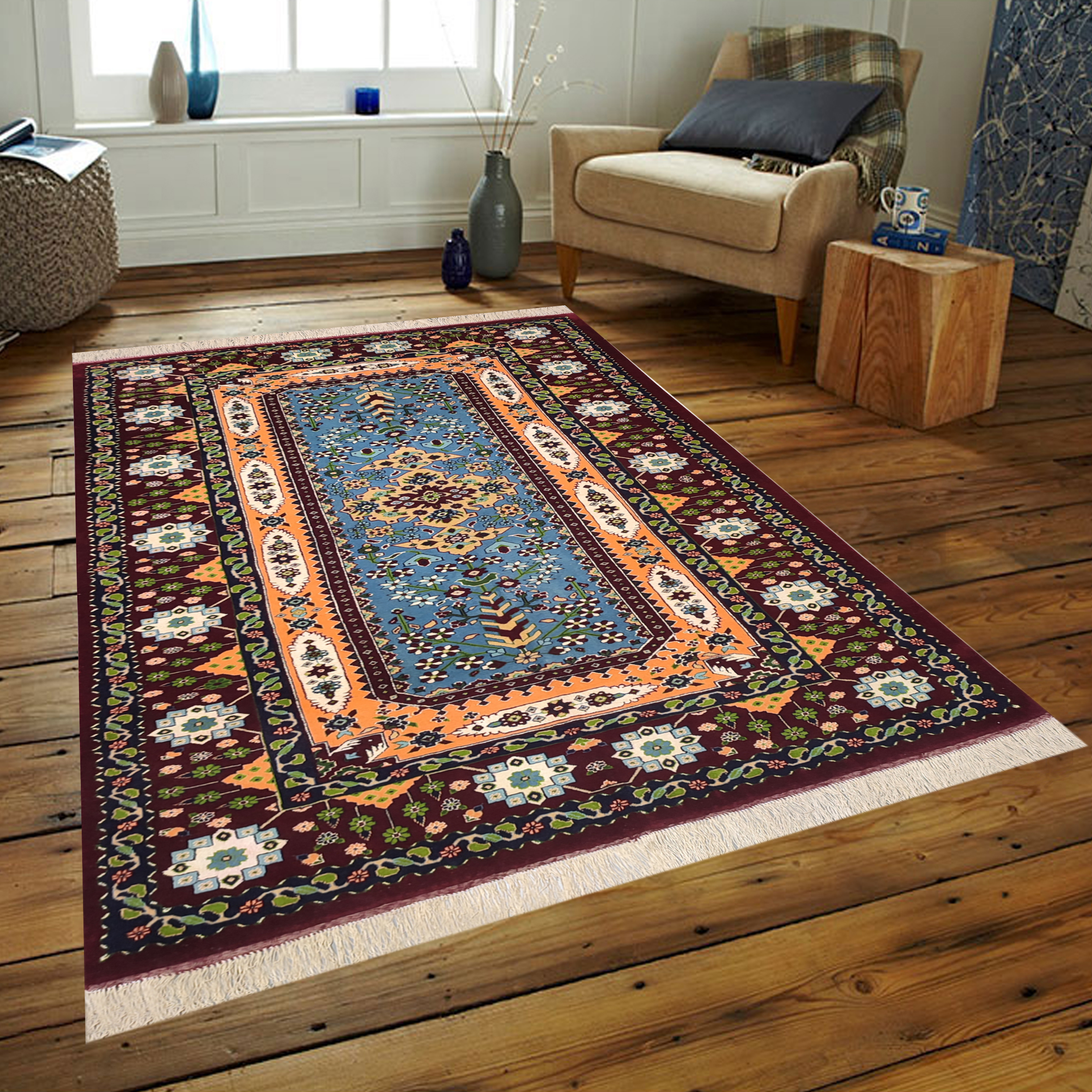 فرش دستبافت سه متری طرح قشقایی کد AA324