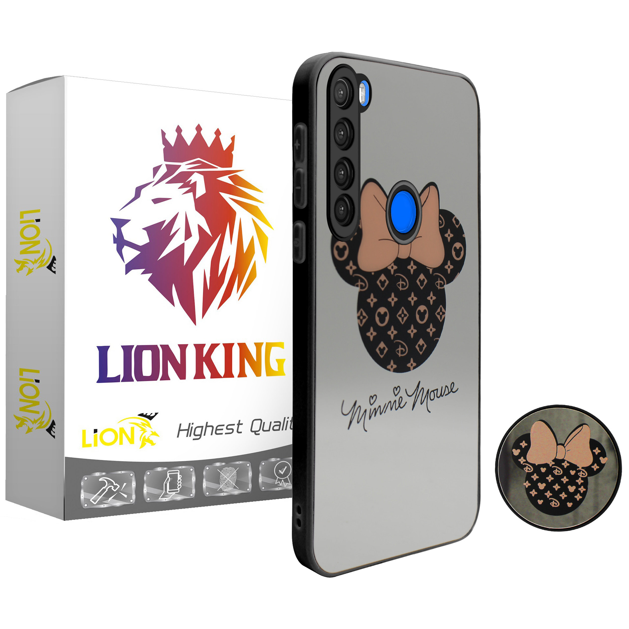 کاور لاین کینگ مدل Ayenehmikiمناسب برای گوشی موبایل شیائومی Redmi Note 8 به همراه پایه نگهدارنده