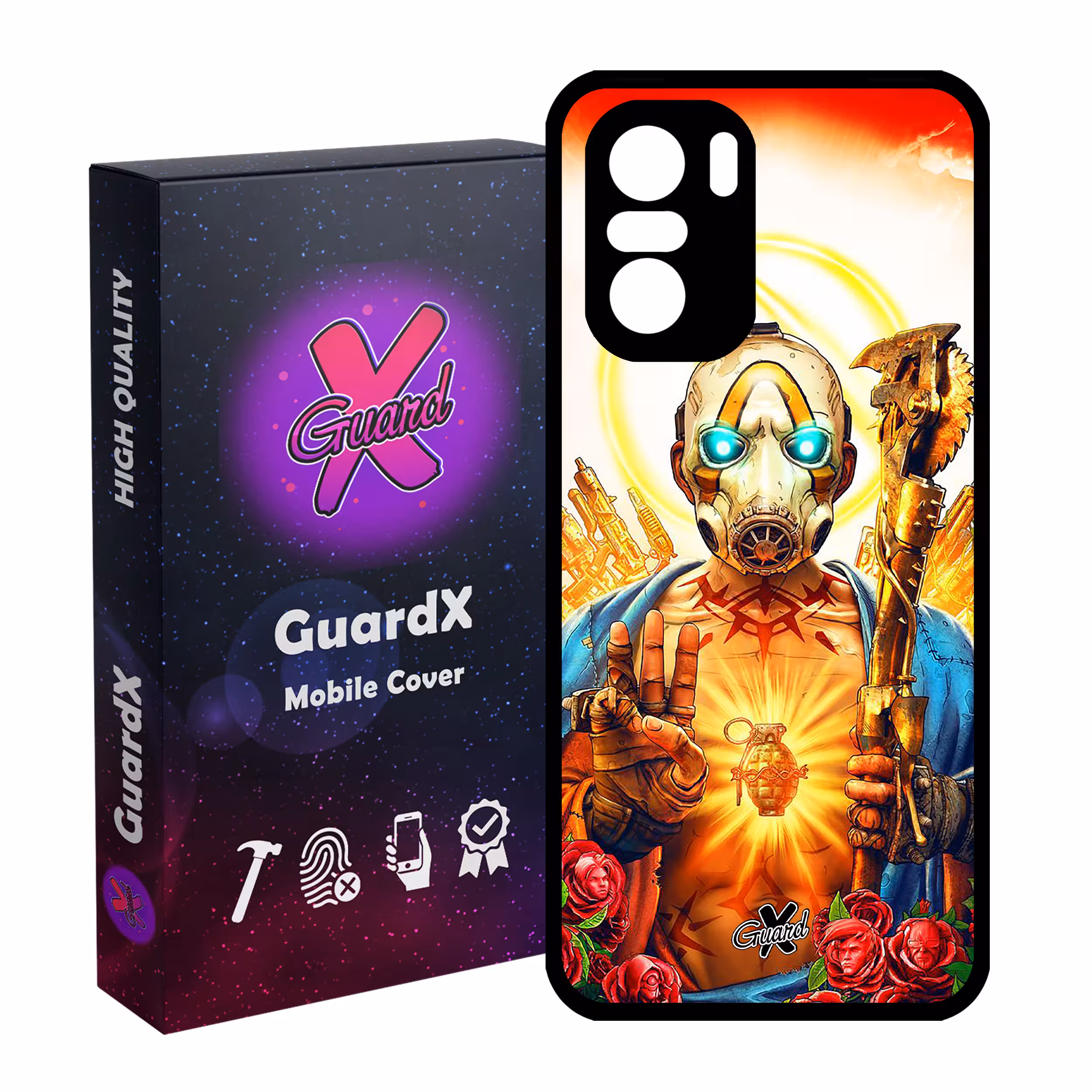 کاور گارد ایکس طرح Borderlands مدل Glass10068 مناسب برای گوشی موبایل شیائومی Poco F3/MI 11X/MI 11X Pro/Redmi K40/K40 Pro