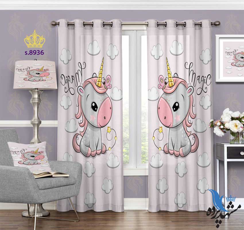 پرده پانچ کودک طرح اسب آبی شاخدار کد S8936