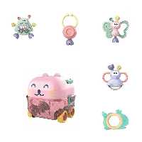 مجموعه جغجغه و دندانگیر 5 تکه جعبه ای صورتی 