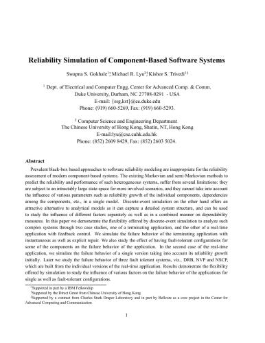 خرید و دانلود نسخه کامل کتاب Reliability Simulation of Component-Based Software Systems