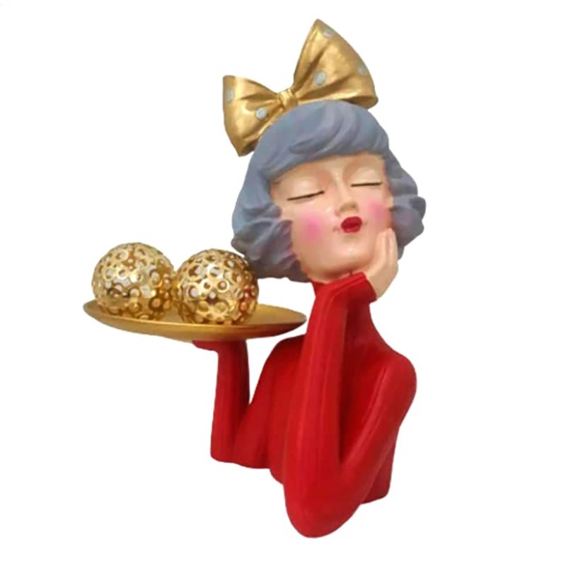 مجسمه دختر سینی به دست