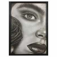 تابلو نقاشی سیاه قلم مدل دختر رز کد jf13