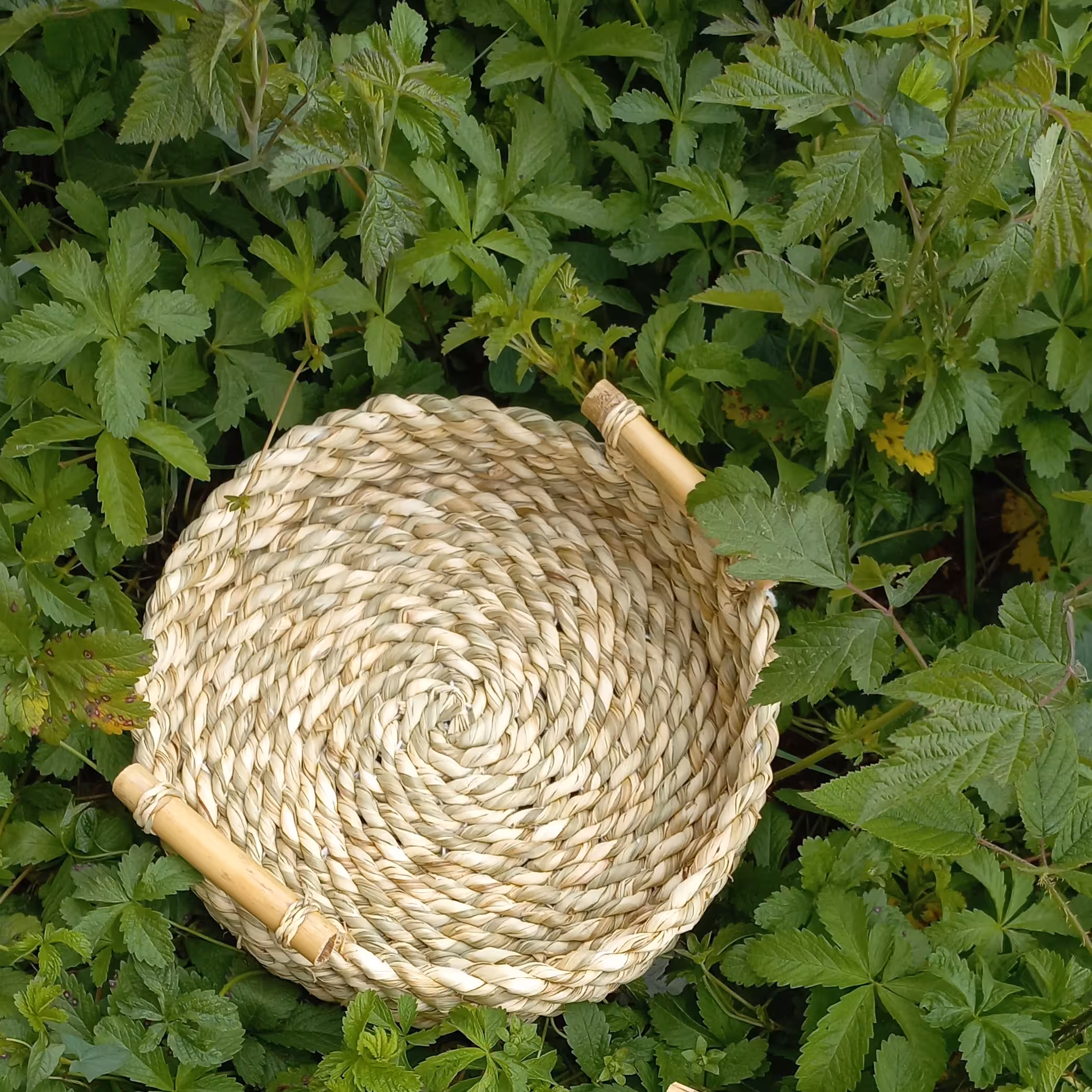 سینی حصیری دسته بامبو 