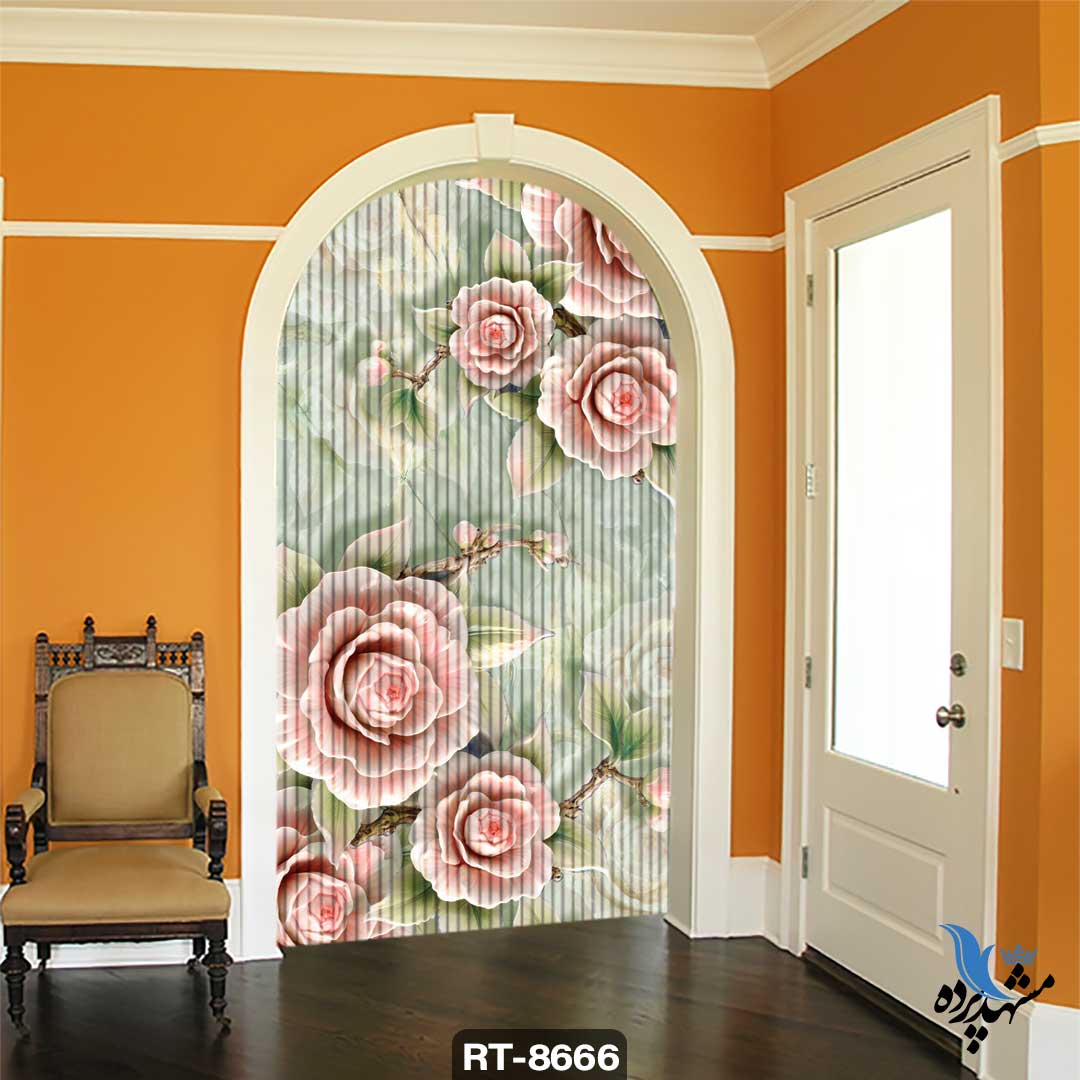 پرده شرشره تصویری طرح گل RT8666