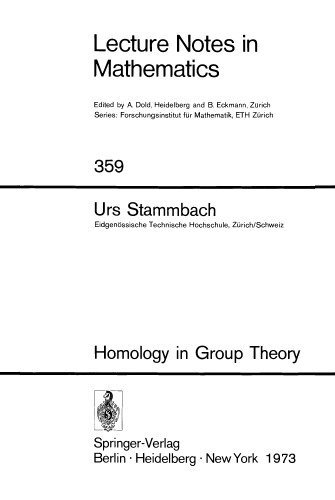 خرید و دانلود نسخه کامل کتاب Homology in Group Theory