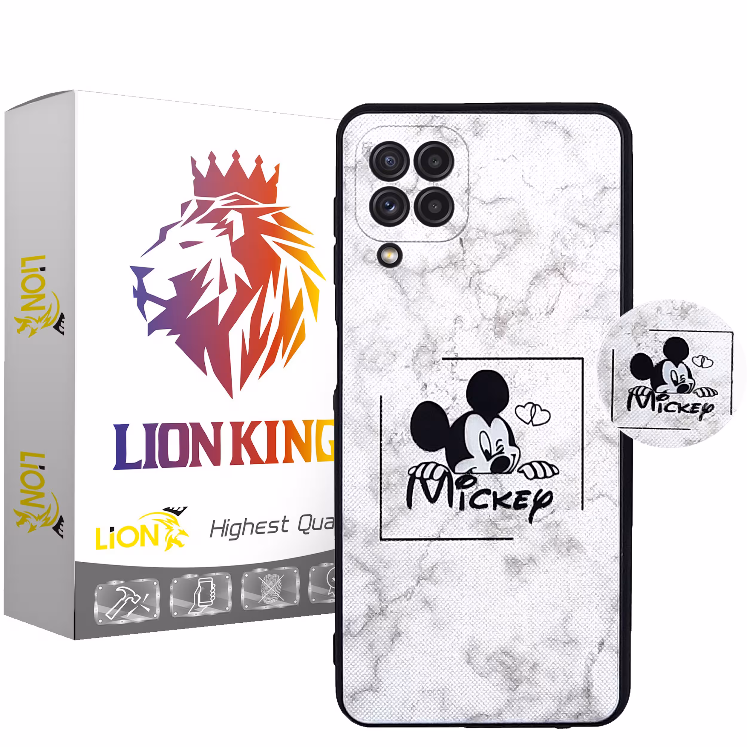 کاور لاین کینگ مدل Mickey2 مناسب برای گوشی موبایل سامسونگ Galaxy A22 4G به همراه پایه نگهدارنده