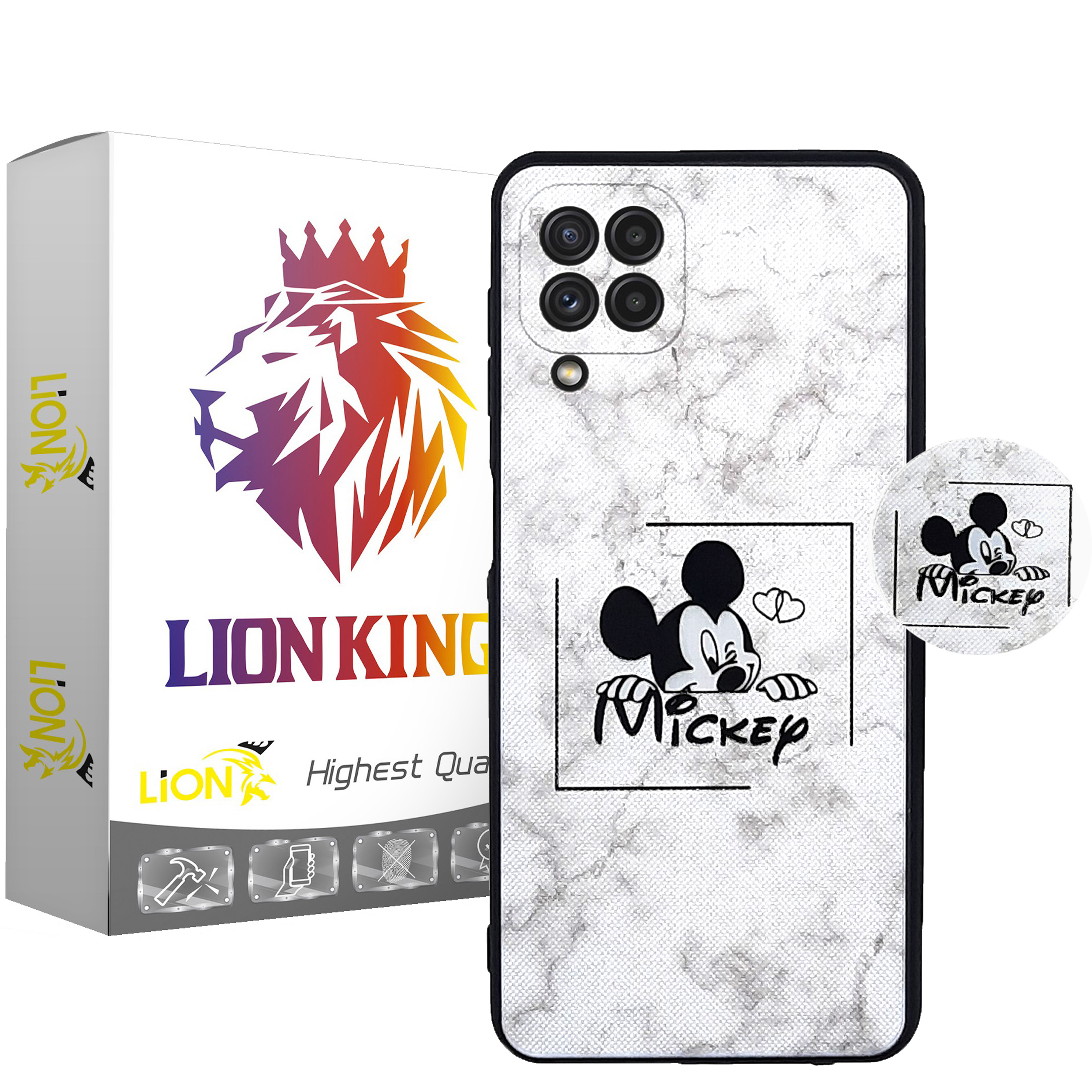 کاور لاین کینگ مدل Mickey2 مناسب برای گوشی موبایل سامسونگ Galaxy A22 4G به همراه پایه نگهدارنده