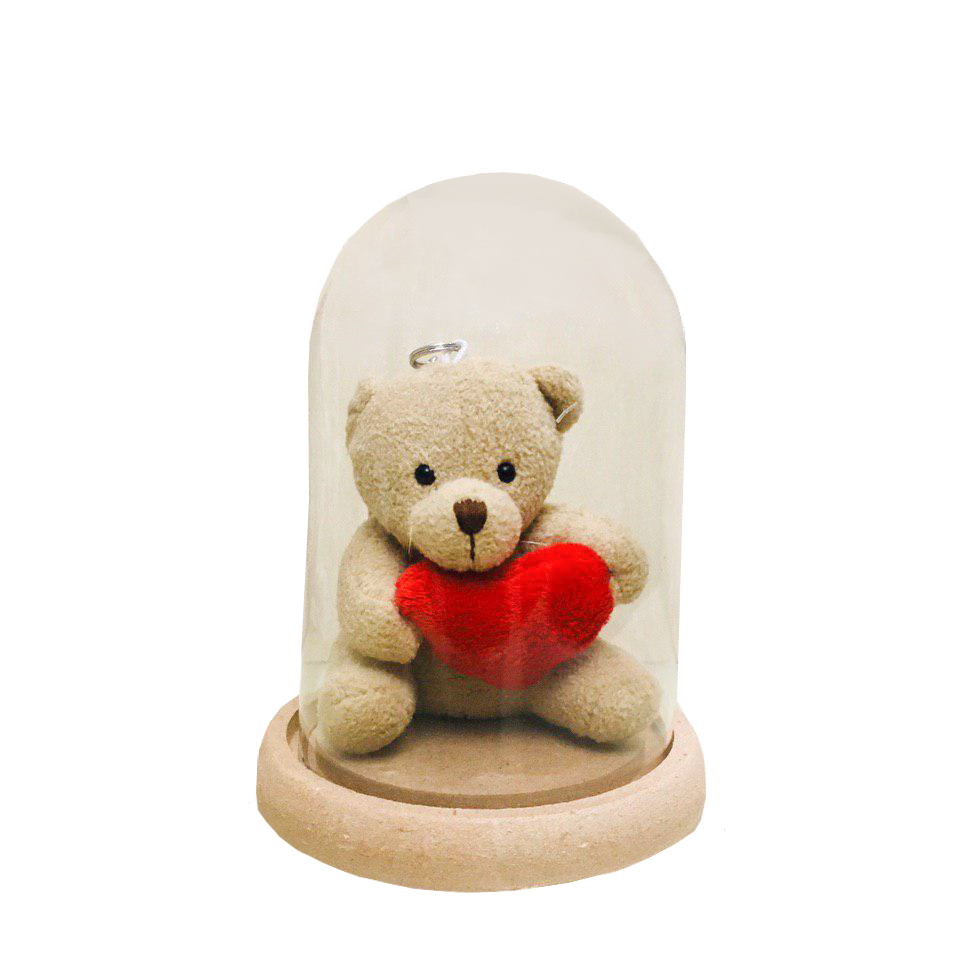 عروسک تزئینی خرس داخل شیشه کد 01