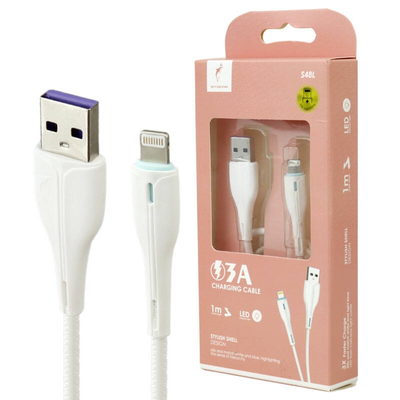 کابل آیفونی فست شارژ Sky dolphin S48L 3A 1m