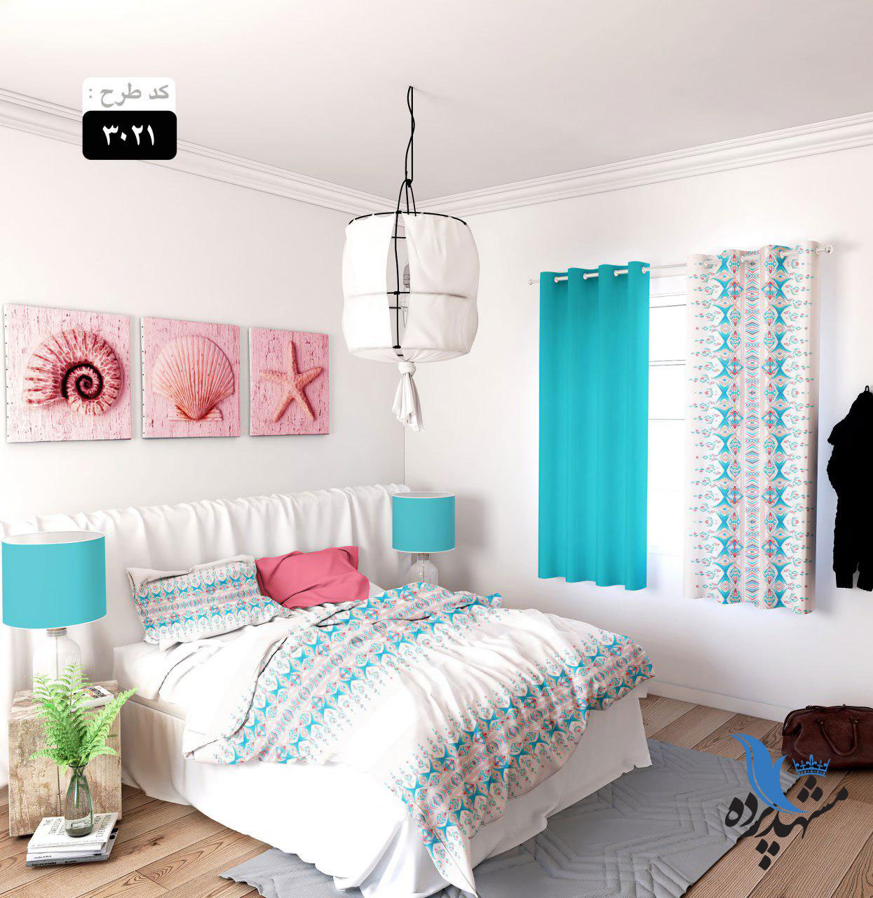 پرده پانچ اتاق خواب طرح پتینه کد 3021