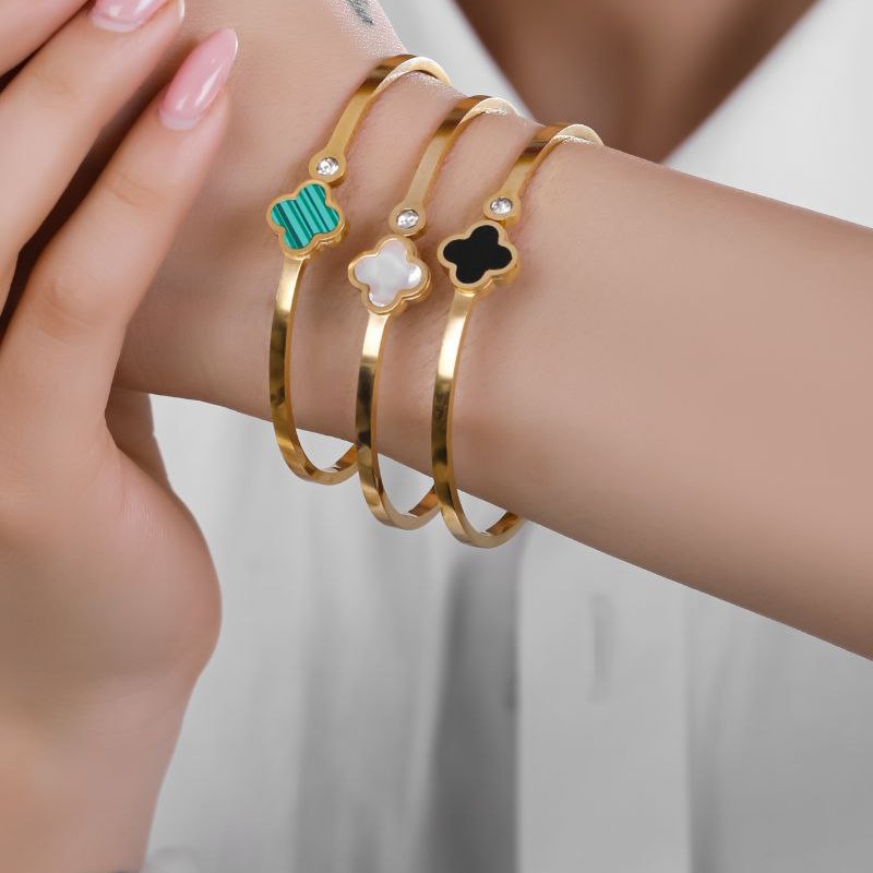 دستبند بنگل استیل ونکلیف با آبکاری عالی  و رنگ ثابت و ضد حساسیت