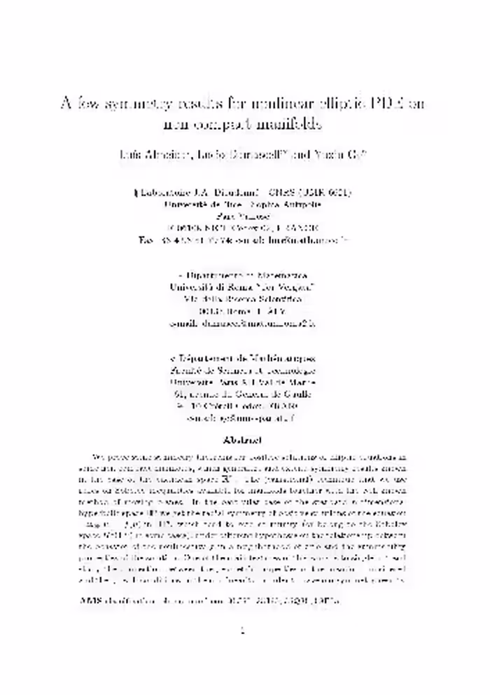 خرید و دانلود نسخه کامل کتاب A few symmetry results for nonlinear elliptic PDE on noncompact manifolds