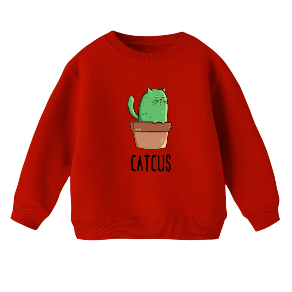 سویشرت بچگانه مدل کاکتوس گربه ای رنگ قرمز