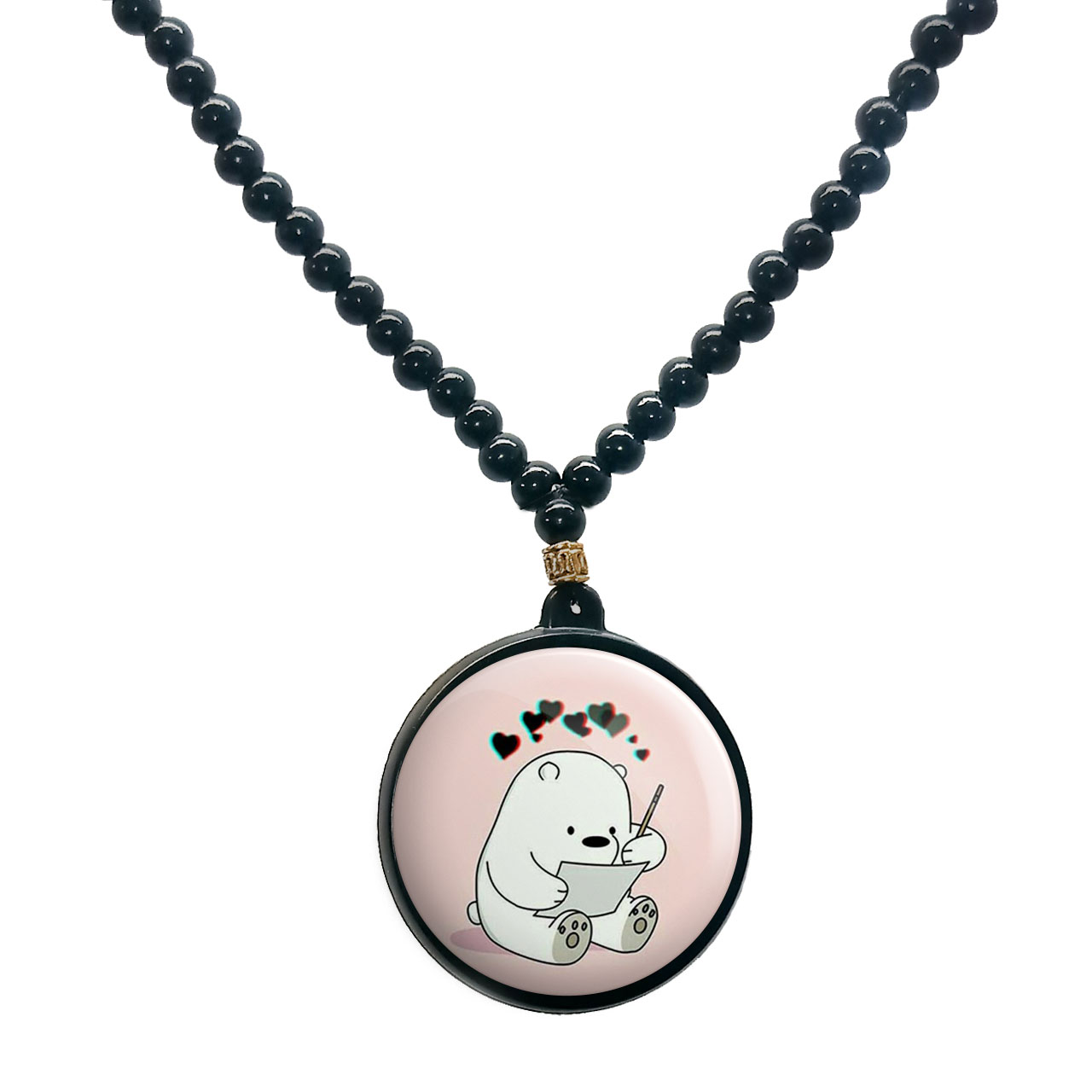 گردنبند پرمانه طرح خرس‌های کله‌ فندقی کد pmd.10162 مدل دو طرفه