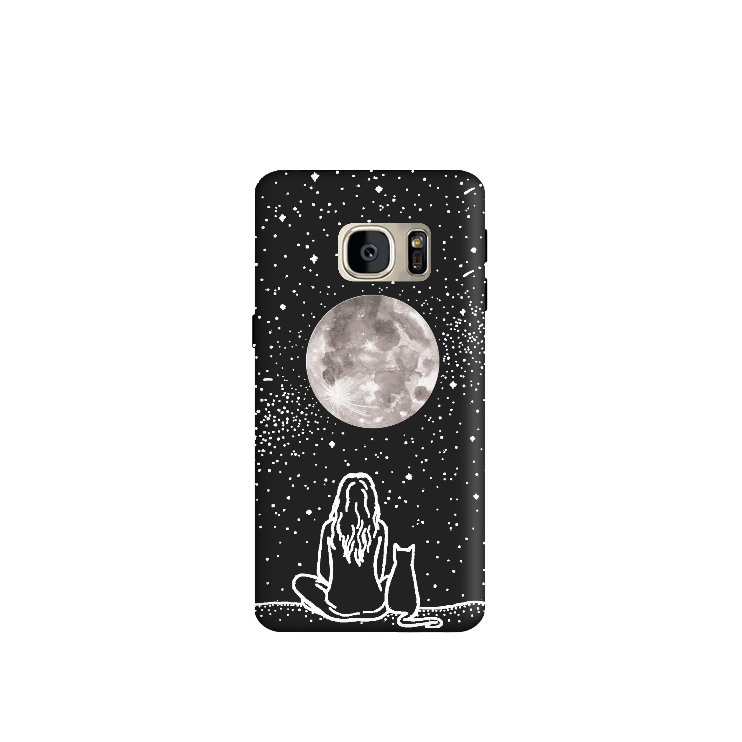 کاور طرح  دختر ماه گربه کد y5606 مناسب برای گوشی موبایل سامسونگ Galaxy S7 