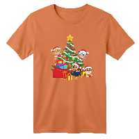 تی شرت آستین کوتاه بچگانه مدل سگ های نگهبان کریسمس رنگ گلبهی