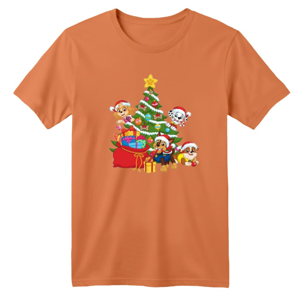 تی شرت آستین کوتاه بچگانه مدل سگ های نگهبان کریسمس رنگ گلبهی