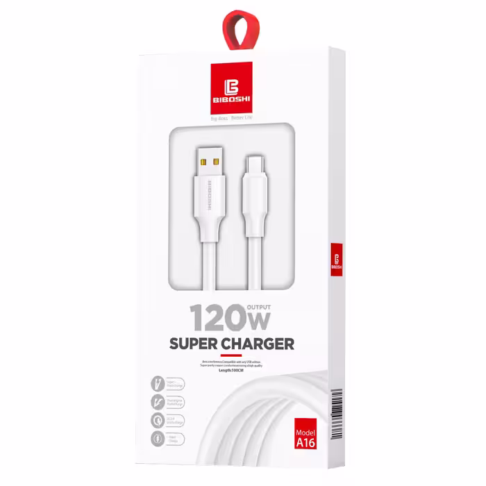 کابل تبدیل USB به لایتنینگ بیبوشی مدل A16 طول 1 متر